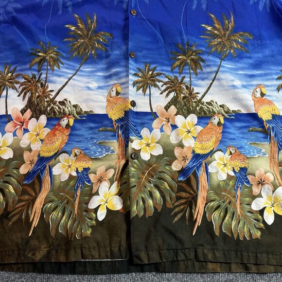 Pacific Legend Hawaiian Shirt Men’s 3XL Blue Parrot Palm Tree McCall Aloha XXXL - Picture 3 of 16